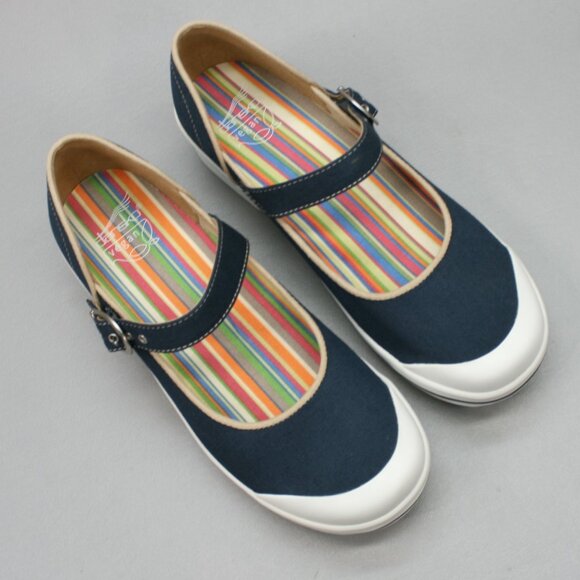 Dansko 40 Ladies (9.5-10) Valerie Canvas Navy Blue Vegan Mary Jane Clogs Shoes - Picture 6 of 12